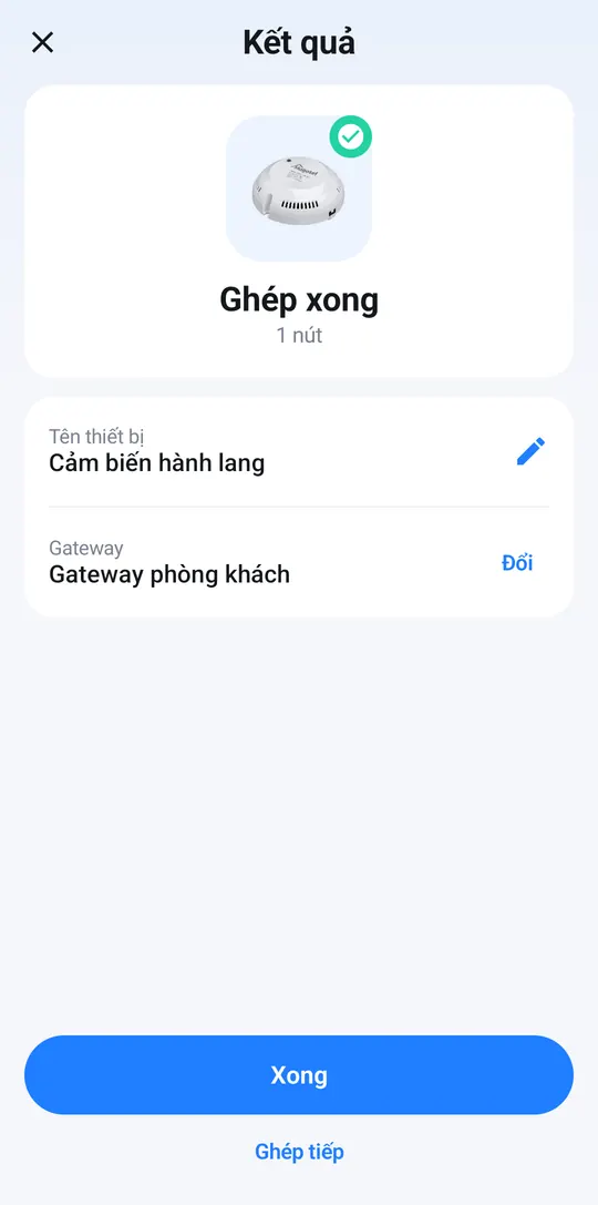 Màn Ghép xong của cảm biến, đã đặt tên Cảm biến hành lang