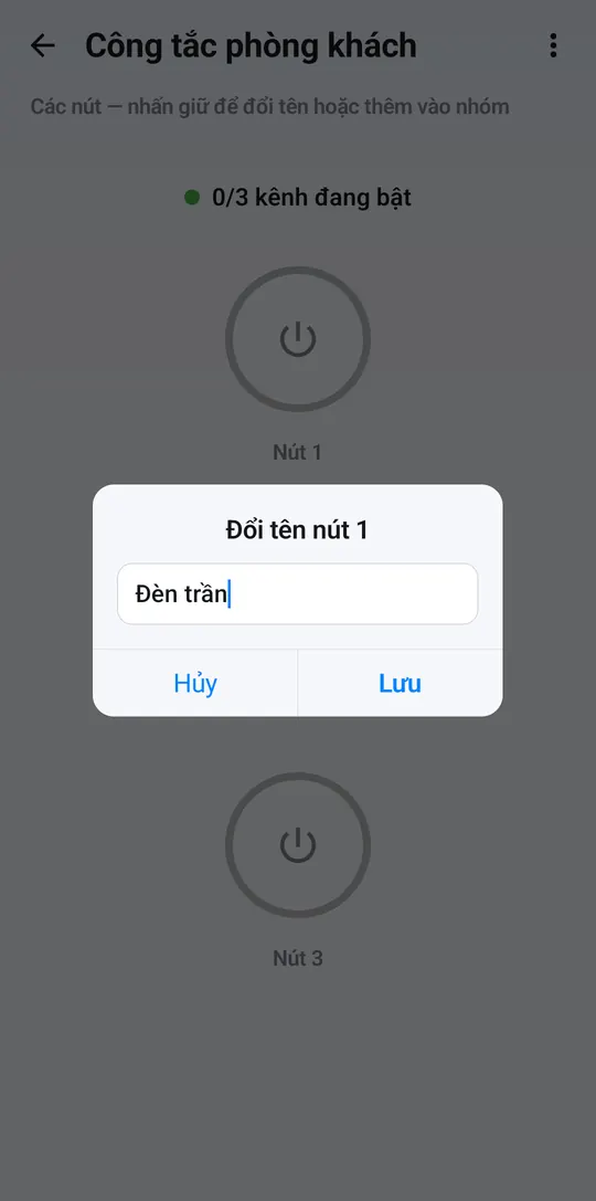 Hộp Đổi tên nút với tên Đèn trần