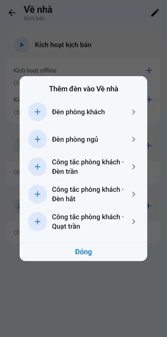 Danh sách đèn để thêm vào Kịch bản