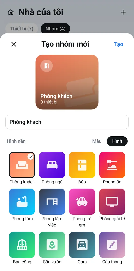 Chọn hình nền Phòng khách cho nhóm