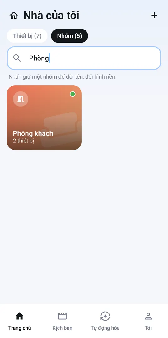 Thẻ nhóm Phòng khách với 2 thiết bị