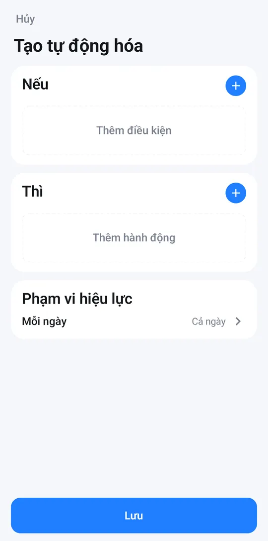 Màn Tạo tự động hóa với hai phần Nếu và Thì