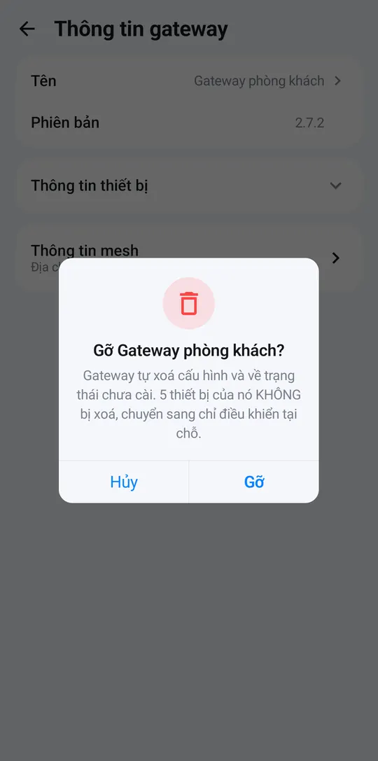 Hộp hỏi Gỡ Gateway phòng khách? — 5 thiết bị không bị xoá